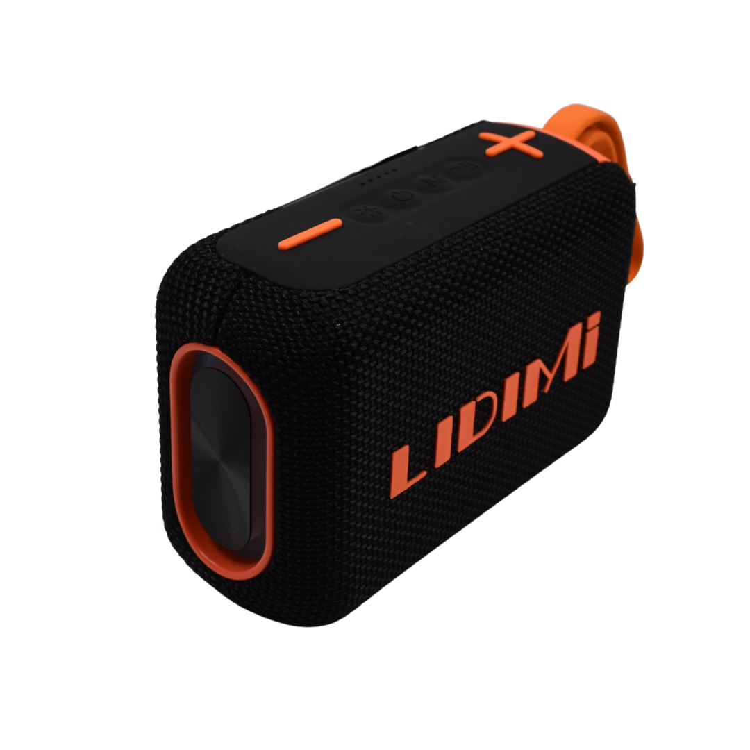 Parlante Bluetooth Lidimi LD-S857 de 50W con correa naranja.